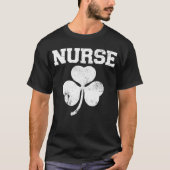 Funny Nurse Shamrock Retro St Patrick's Day Irish T-shirt (Voorkant)