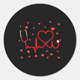Funny Nurse Valentine Day Heart Stethoscoop Nursin Ronde Sticker