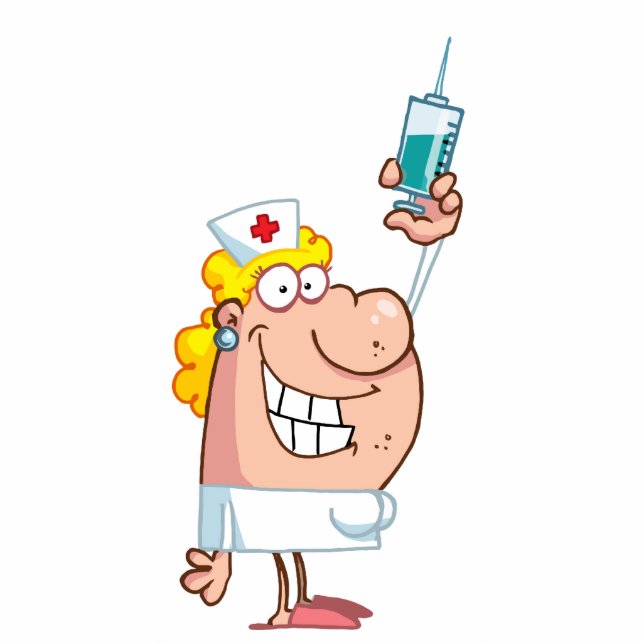 Funny Nurse-with-spuit shot Staand Fotobeeldje (Voorkant)