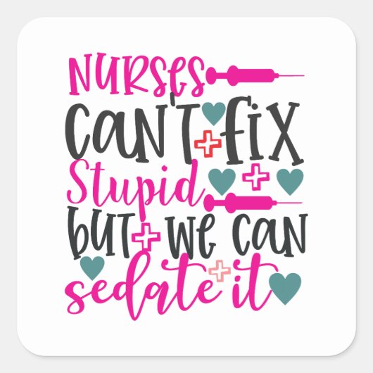 Funny Nurse word art Vierkante Sticker (Voorkant)