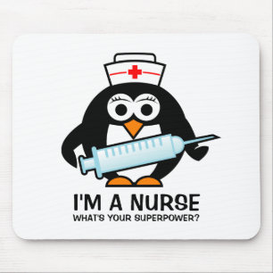 Funny nursing mousepad met schattige pinguïnverple muismat
