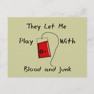 Funny Nursing Student geeft "Bloed and Junk" Briefkaart