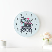 Funny Nursing Superheld Gezegde Typografie Grote Klok (Huis)
