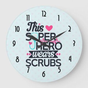 Funny Nursing Superhero Saying Typography Grote Klok