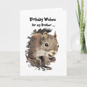 Funny, Nutty Brother Birthday Squirrel Card Kaart