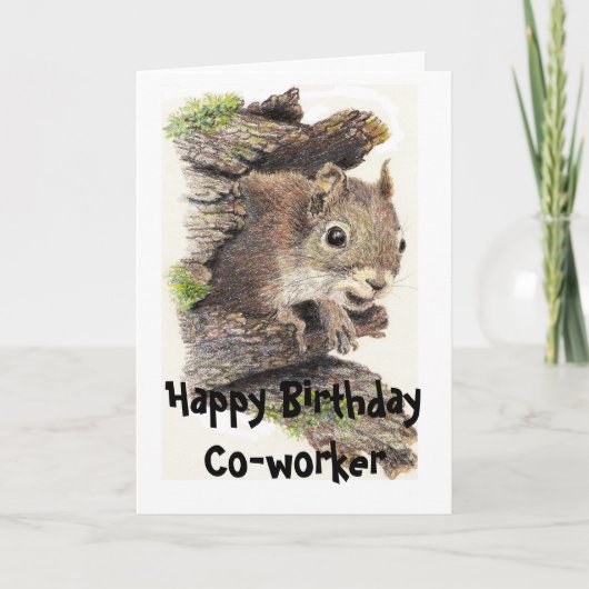 Funny, Nutty Co-arbeider Birthday Squirrel Card Kaart (Voorkant)