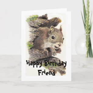 Funny, Nutty Friend Birthday Squirrel Card Kaart