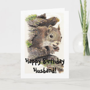 Funny, Nutty Husband Birthday Squirrel Card Kaart