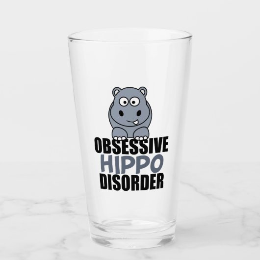 Funny Obsessief Hippo stoornis Glas (Voorkant)
