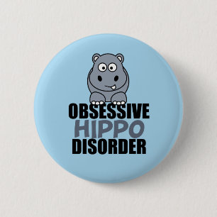 Funny Obsessief Hippo stoornis Ronde Button 5,7 Cm