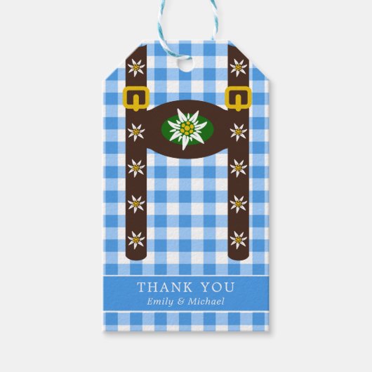 Funny Octoberfest Lederhosen Suspenders Cadeaulabel (Voorkant)