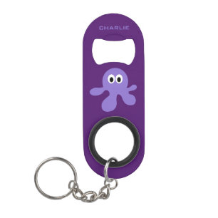 Funny Octopus aangepaste monogram flesopener Sleutelhanger Flessenopener