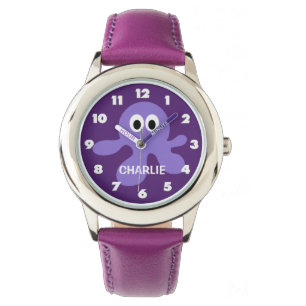 Funny Octopus aangepaste monogram horloges