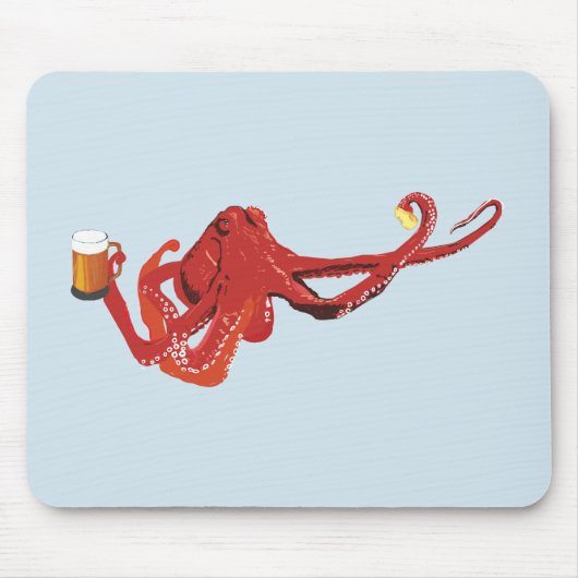 Funny Octopus Beer Lover Muismat (Voorkant)
