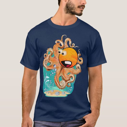 Funny Octopus Bubble Waters T-shirt (Voorkant)