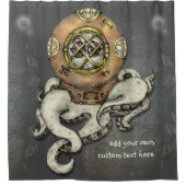 Funny Octopus Diver Sketch Persoonlijk Douchegordijn (Voorkant)