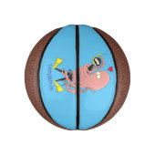 Funny octopus hugs diver cartoon humor basketbal (Verticaal)