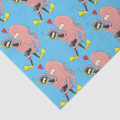 Funny octopus hugs diver cartoon humor tissuepapier (Detail)