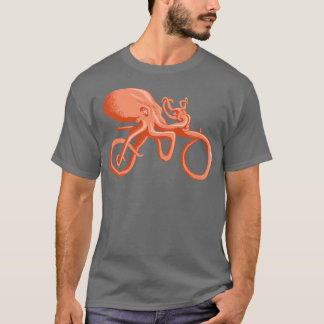 Funny Octopus Ridng Bicycle Bike Rider Octo Motorc T-shirt