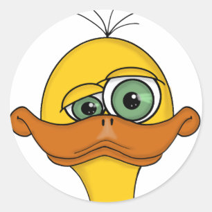 Funny Odd Duck Cartoon Ronde Sticker