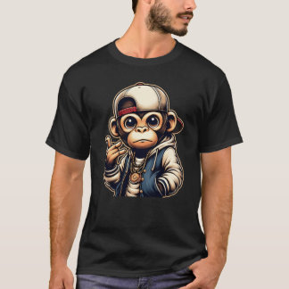Funny of a monkey dressed as rap girl t-shirt