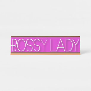 Funny Office Humor Boss(y) Lady Pink Bureau Naambordje
