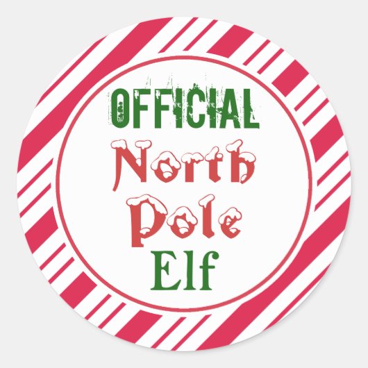 Funny Official North Pole Elf Kerst stickers (Voorkant)