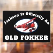 Funny Official Old Fokker Over the Hill Birthday Raamsticker (Vel 2)