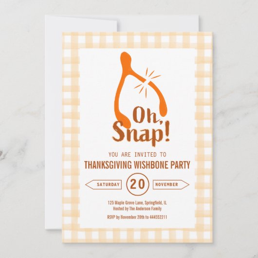Funny Oh Snap Turkey Wishbone Thanksgiving Kaart (Voorkant)