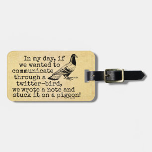 Funny Old Age Twitter Bird Pigeon Bagagelabel