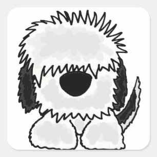 Funny Old English Sheepdog Cartoon Vierkante Sticker