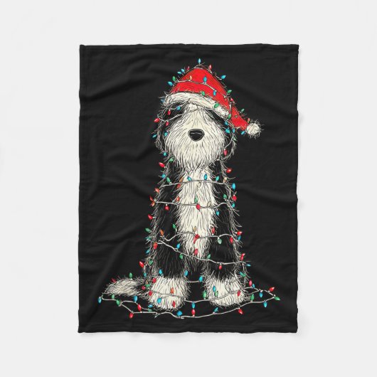 Funny Old English Sheepdog Christmas Graphics Dog Fleece Deken (Voorkant)