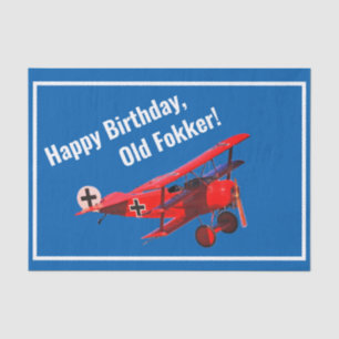 Funny "Old Fokker" Triplane Birthday Tissuepapier
