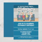 Funny Old Folks Birthday Party Kaart (Voorkant / Achterkant)