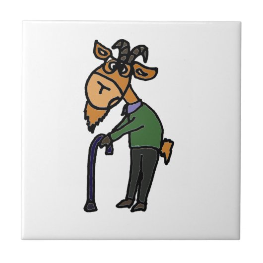 Funny Old Goat Original Art Cartoon Tegeltje (Voorkant)