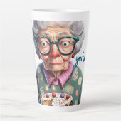 Funny Old Lady Cat Birthday Latte Mok (Voorkant)