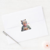Funny Old Lady Cat Birthday Sticker (Envelop)