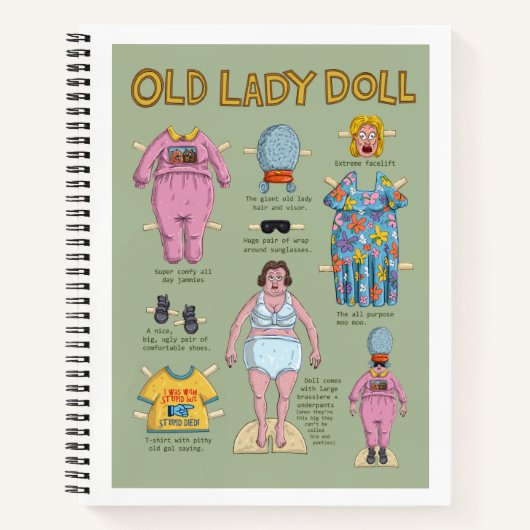 Funny Old Lady Paper Doll Notitieboek (Voorkant)
