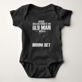 Funny Old Man Drum set Drummer Mannen Drumming Romper (Voorkant)