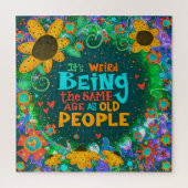 Funny Old People Verjaardagsbloemen Schattigee ins Legpuzzel (Verticaal)