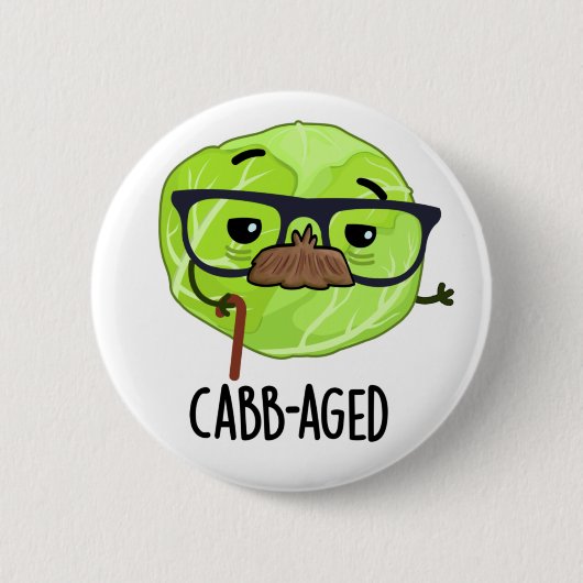 Funny Old Veggie Cabbage Pun Ronde Button 5,7 Cm (Voorkant)