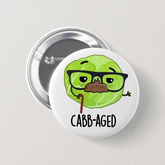 Funny Old Veggie Cabbage Pun Ronde Button 5,7 Cm (Voorkant /achterkant)