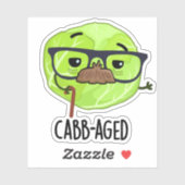 Funny Old Veggie Cabbage Pun Sticker (Vel)