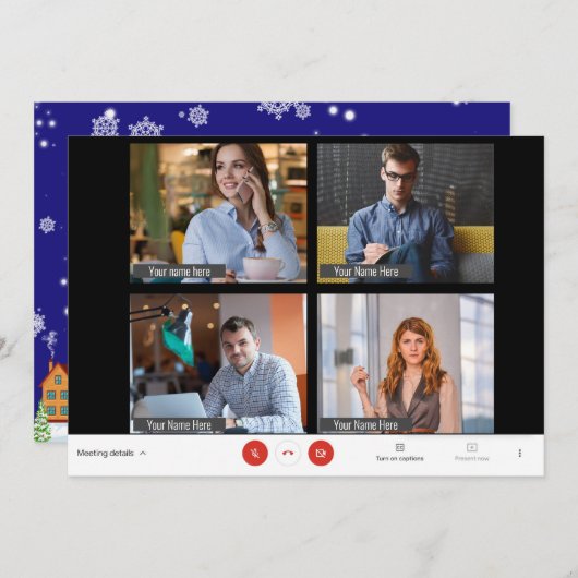 Funny Online Zoom Meeting Kerstfeestdag KAART (Voorkant / Achterkant)