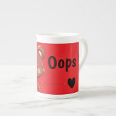 Funny “Oops!” Teddy Bear Mug – Cute Kawaii Red  Porselein Kop (Voorkant rechts)