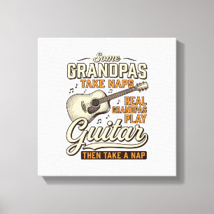 Funny Opa Gitaar Vintage Gravure Shirt Ontwerp Canvas Afdruk