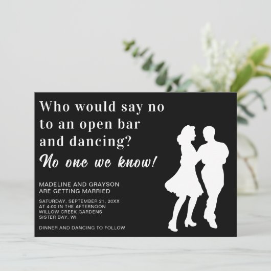 Funny Open Bar dansend Casual weddenschap Kaart (Staand voorkant)