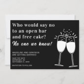 Funny Open Bar Free Cake Wedding Save the Date (Voorkant)
