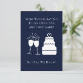 Funny Open Bar Free Cake Wedding Save the Date (Staand voorkant)