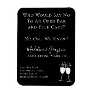 Funny Open Bar Free Cake Wedding Save the Date Magneet